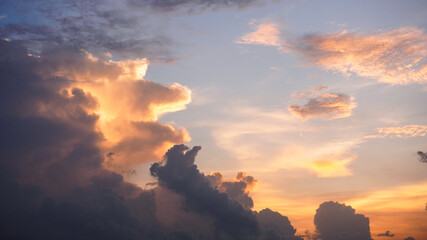 Fototapeta premium Beautiful colorful sky and clouds in the evening sunset.