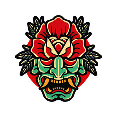 Fototapeta premium rose tattoo illustration vector design