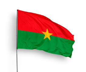 Burkina Faso flag isolated on white background. close up waving flag of Burkina Faso. flag symbols of Burkina Faso. Concept of Burkina Faso.