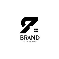number 9 logo and house roof. abstract vector combination number 9