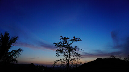 Fototapeta na wymiar Beautiful nature and twilight blue sky during evening sunset