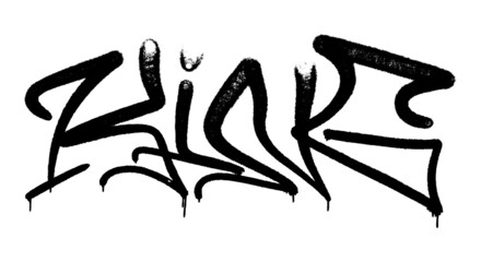 Vector illustration Black graffiti tag lettering aerosol can spray paint