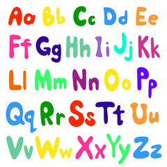 Vector set of colorful alphabet letters. White background. 