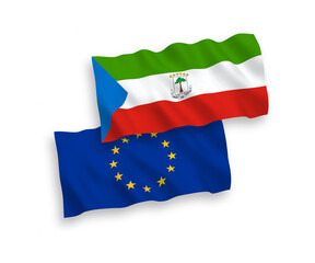 Flags of European Union and Republic of Equatorial Guinea on a white background