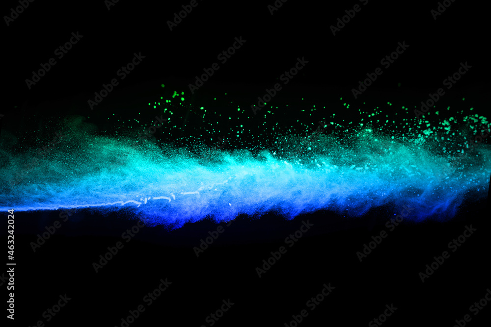Canvas Prints abstract blue powder splatted background,freeze motion of color powder exploding/throwing color powd
