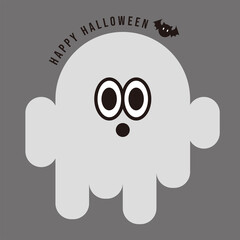 Surprised cute ghost celebrating Halloween.