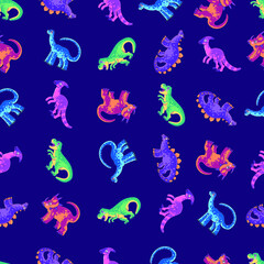 Kids baby pattern with cute dinosaurs concept. Cute funny kids dinosaurs template. Colorful dinosaur background. Background for textiles and fabrics. Perfect for kids fabrics, textiles, baby wallpaper