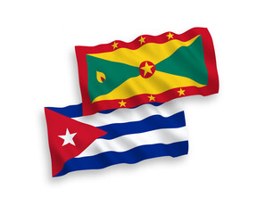 Flags of Grenada and Cuba on a white background