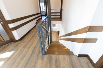Obraz premium Modern metal stairway in scandinavian interior