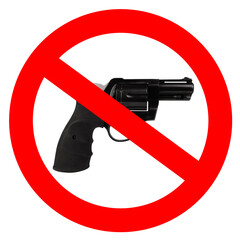 Traffic sign NO GUN prohibitory symbolic picture concept. Abstract weapon prohibition as idea of...