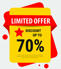 DISCOUNT PACK DESIGN PROMO, Sale Discount Banner. Discount offer price tag. Special offer sale label. Vector Modern Sticker Illustration. Vector, limited offer tag, 70% discount. eps