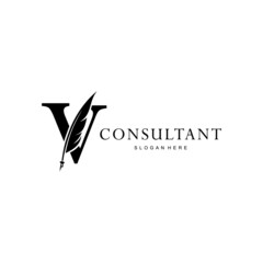 letter V logo and quill
.combination of letter V and vector quill .perfect for logos of legal consultants, lawyers, and more