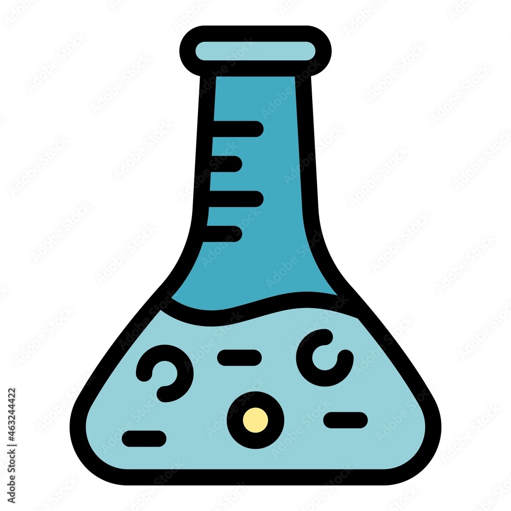 Poster test flask icon. outline test flask vector icon color flat isolated