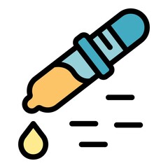 Analysis pipette icon. Outline analysis pipette vector icon color flat isolated