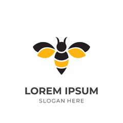 simple bee logo concept with flat color style