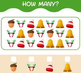 How many cartoon christmas. Counting game. Educational game for pre shool years kids and toddlers