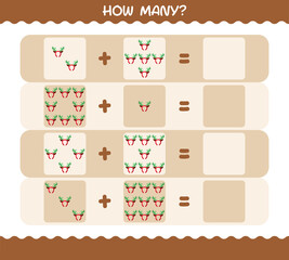 How many cartoon antlers headband. Counting game. Educational game for pre shool years kids and toddlers