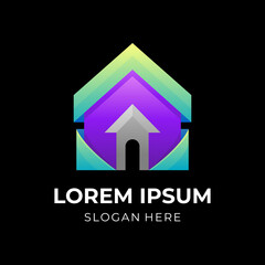 modern house logo design concept, 3d colorful icon