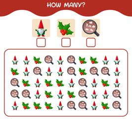 How many cartoon christmas. Counting game. Educational game for pre shool years kids and toddlers