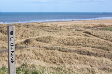 This long, pleasant stretch of sandy beach, just north of Hartlepool - obrazy, fototapety, plakaty