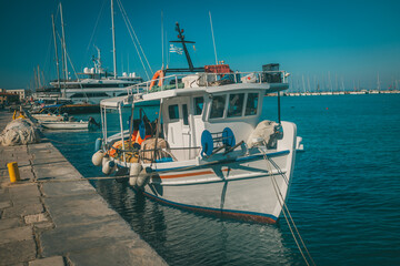 Fototapeta na wymiar Travel around Greece yachts in Ionic Sea