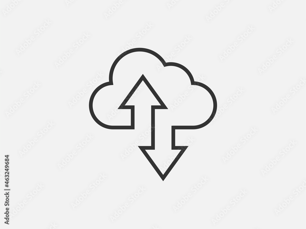 Poster technology icon vector cloud computing connection. big data global server. line design symbol.