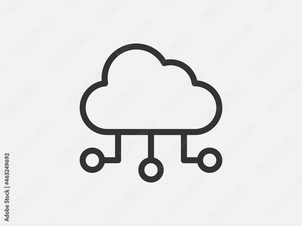 Poster technology icon vector cloud computing connection. big data global server. line design symbol.