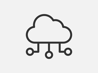 Technology icon vector cloud computing connection. Big data global server. Line design symbol.