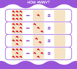How many cartoon santa hat. Counting game. Educational game for pre shool years kids and toddlers