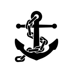 Ship Anchor Nautical Transport with Chain Vector Icon