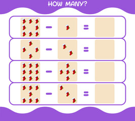 How many cartoon sock. Counting game. Educational game for pre shool years kids and toddlers