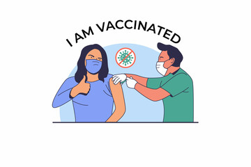 I am vaccinated flat illustration.