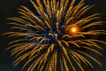 Fireworks Detail Patterns Action Yellow Red Blue
