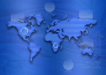 background with the world map and label
