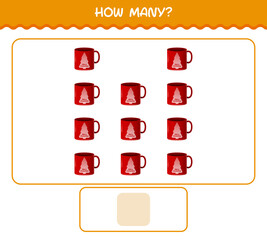 How many cartoon mug. Counting game. Educational game for pre shool years kids and toddlers