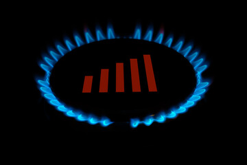 gas stove burner blue flame inflation rising energy prices graph