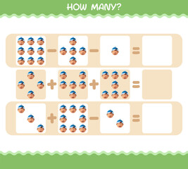 How many cartoon boys. Counting game. Educational game for pre shool years kids and toddlers