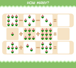 How many cartoon cupcake. Counting game. Educational game for pre shool years kids and toddlers