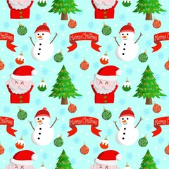 Seamless Christmas pattern with Santa