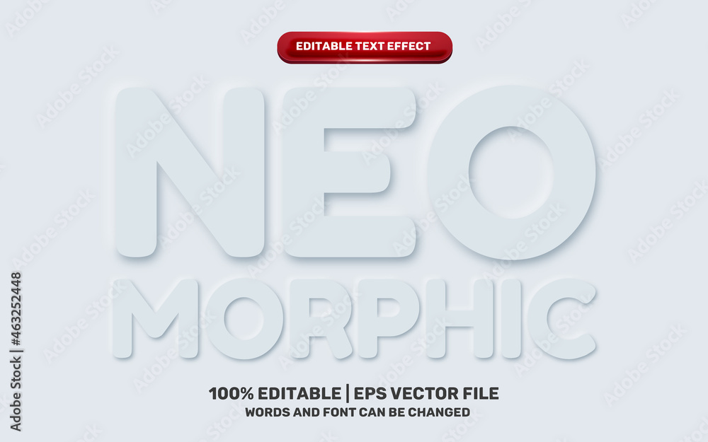 Wall mural neomorphic neomorphisme emboss 3d simple white modern future editable text effect