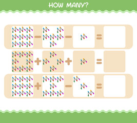 How many cartoon string light. Counting game. Educational game for pre shool years kids and toddlers