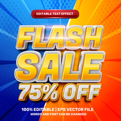 flash sale off modern 3d editable text effect with halftone background