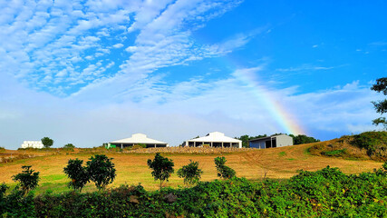 rainbow, landscape, scenery, scene, view, A landscape with a rainbow