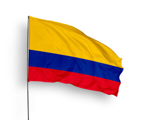 Colombia flag isolated on white background. close up waving flag of Colombia. flag symbols of Colombia. Concept of Colombia.