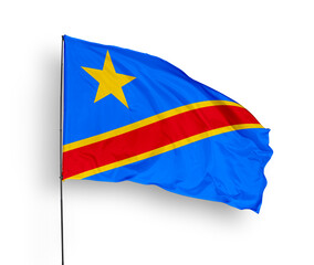 Congo flag isolated on white background. close up waving flag of Congo. flag symbols of Congo. Concept of Congo.