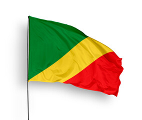 Fototapeta premium Congo flag isolated on white background. close up waving flag of Congo. flag symbols of Congo. Concept of Congo.