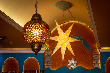 Oriental chandelier in a room