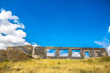 Destroyed and abandoned buildings of the city after the war, bombing or earthquakes, Apocalypse...