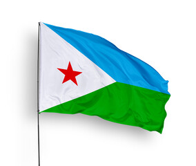 Djibouti flag isolated on white background. close up waving flag of Djibouti. flag symbols of Djibouti. Concept of Djibouti.