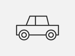 Car toy icon on white background. Line style vector illustration.